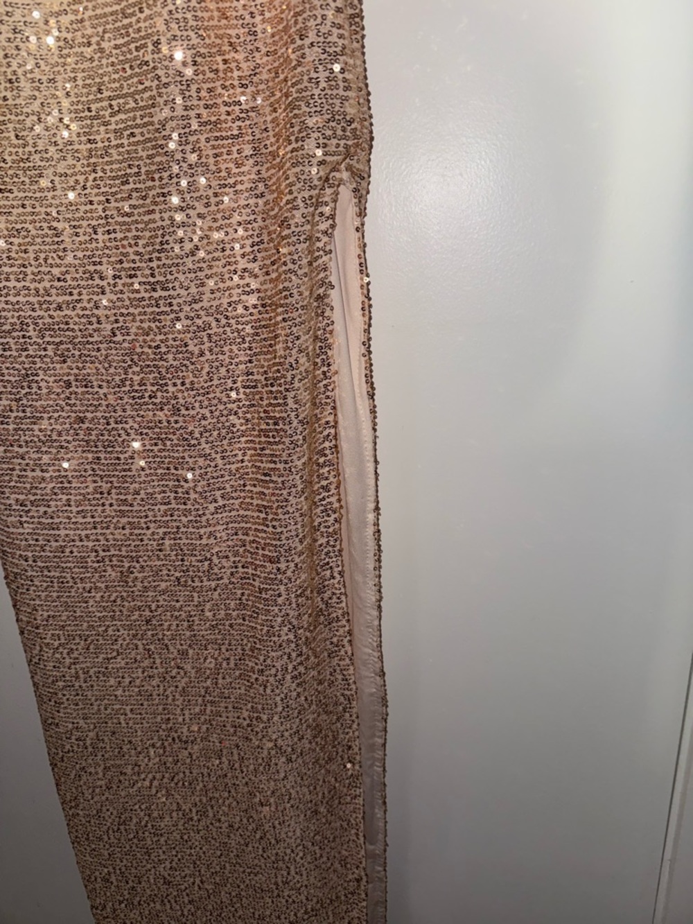 FASHION NOVA Sequin Halter Maxi Dress in Champagne - Picture 6 of 7
